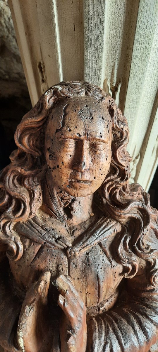 Statue de Vierge à l'Enfant XVIIe siècle-photo-2