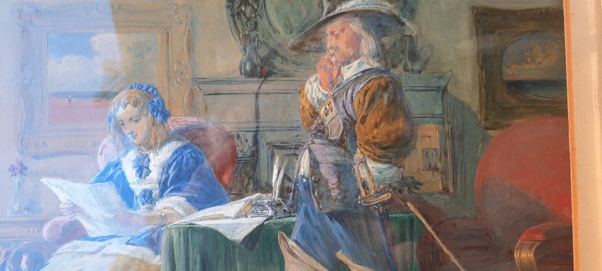 19th-century Watercolor: The Musketeer-photo-3