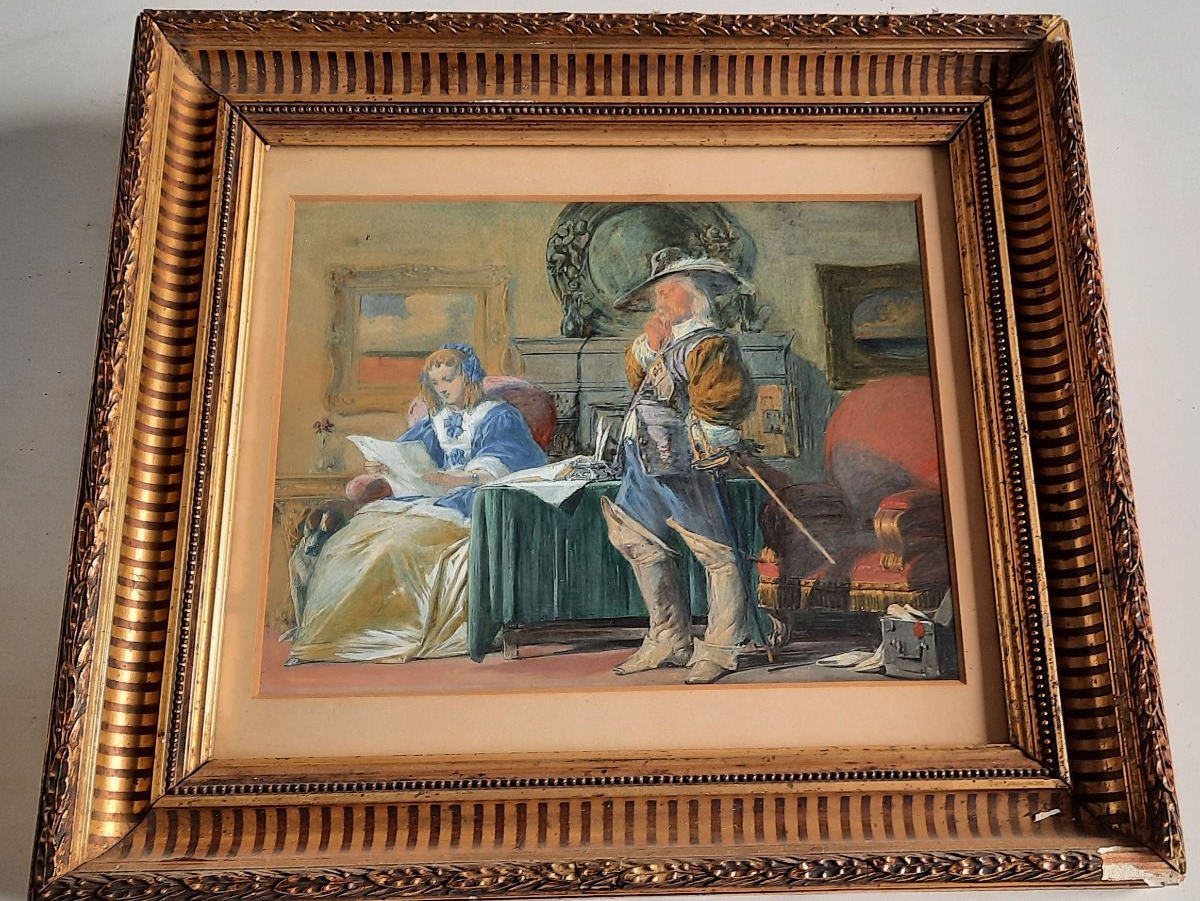 19th-century Watercolor: The Musketeer