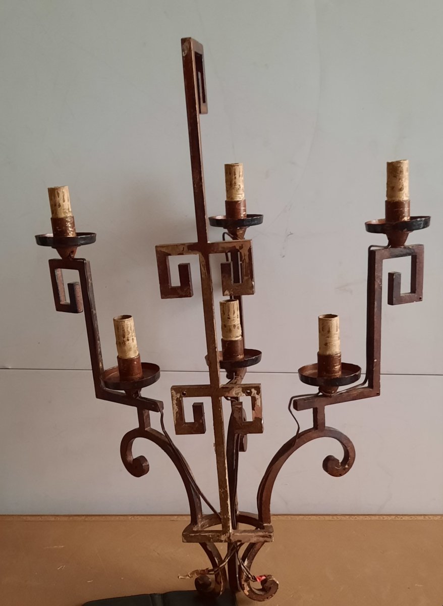 Lacquered Iron Wall Sconce, 20th Century-photo-3