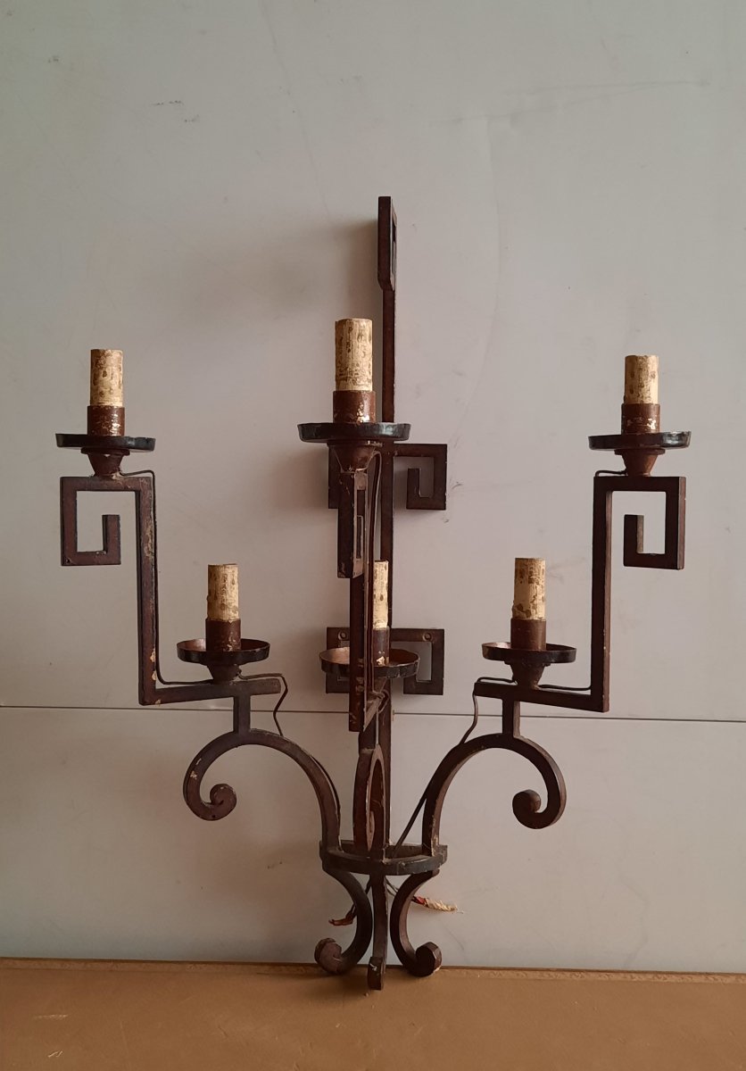 Lacquered Iron Wall Sconce, 20th Century