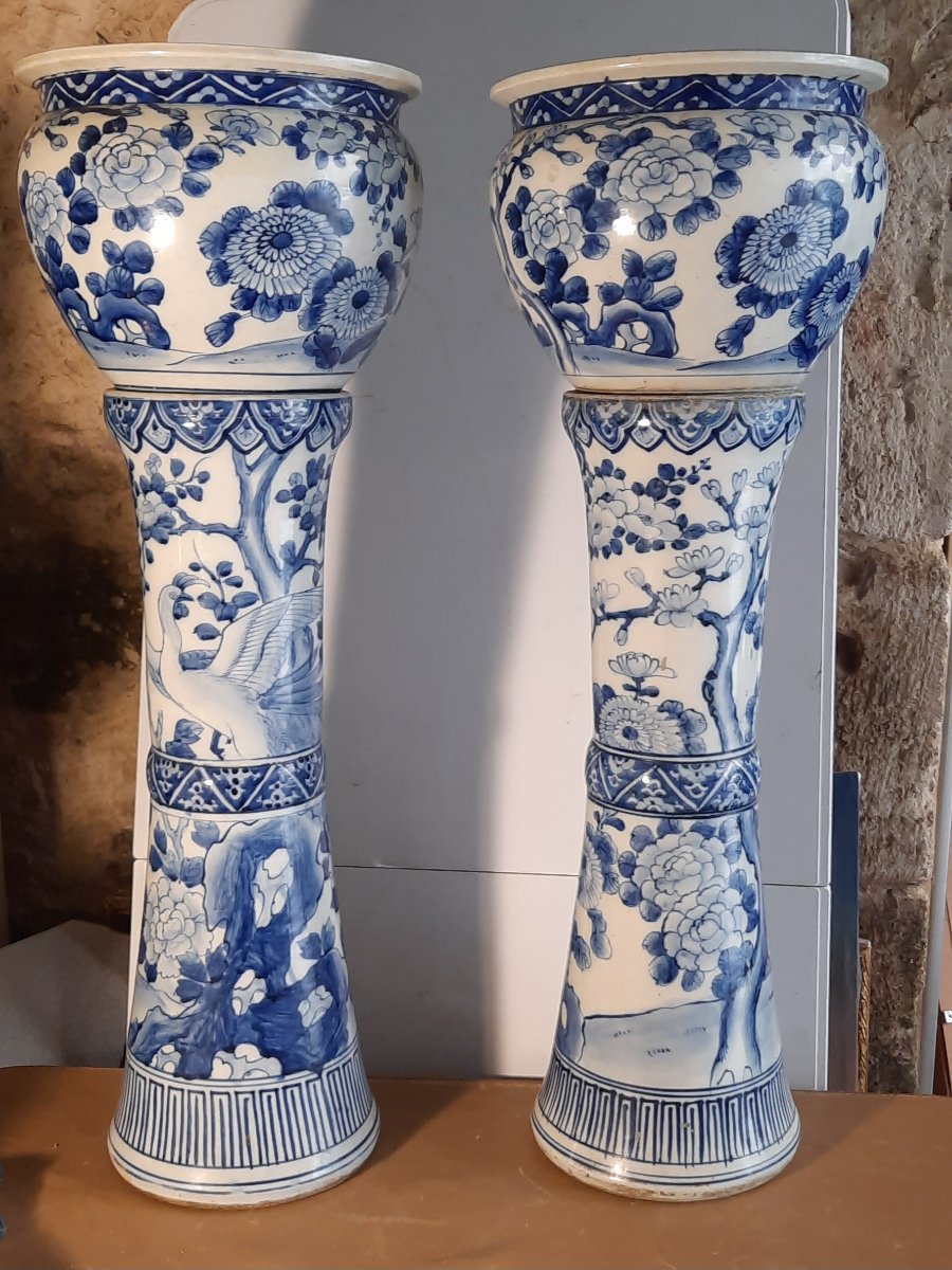 Paire de potiches sur colonne Chine 