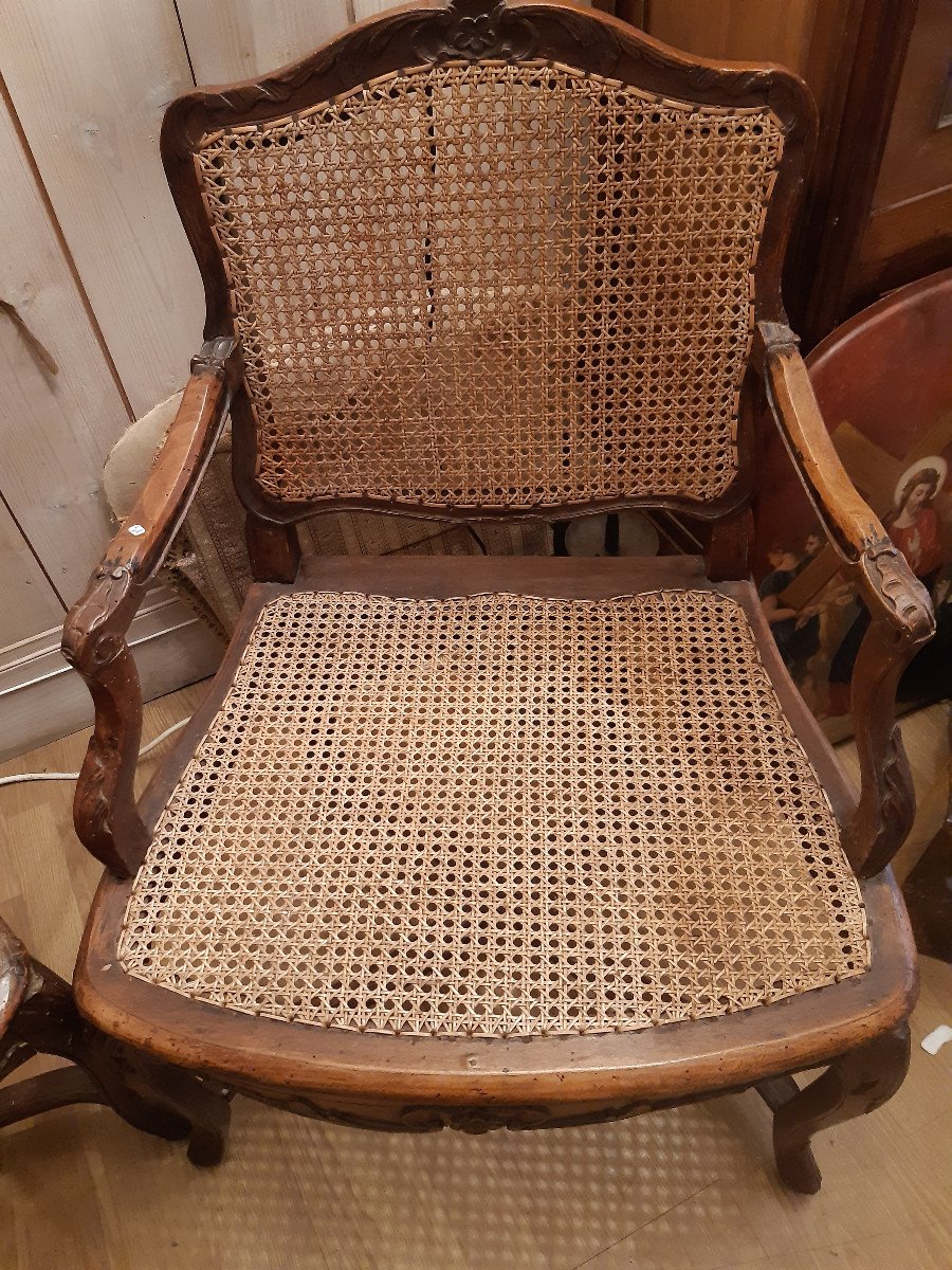 Paire De Fauteuils En Hêtre d'époque Louis XV, Estampillés H.amand Et Jme-photo-4