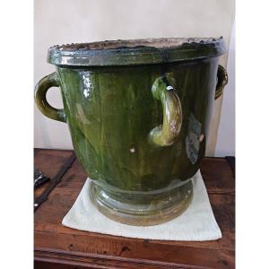 Very Beautiful Pot In Green Glazed Earth