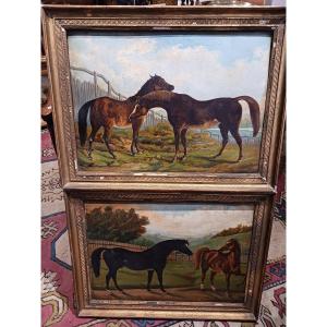 Pair Of Paintings 'horses'