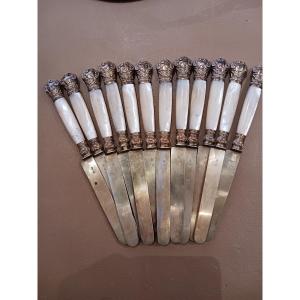 Series Of 12 Mother-of-pearl And Silver Knives