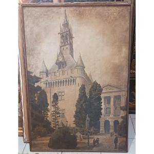 Huile sur toile Toulouse  "Le donjon du Capitole"