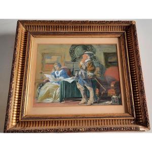 Aquarelle XIXe siècle Le Mousquetaire