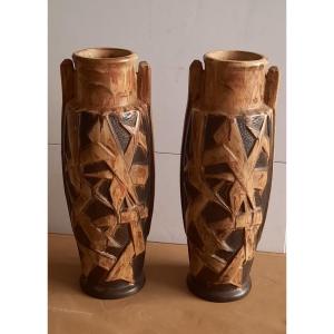 Paire de vase en grès Art Déco de Gilbert Metenier
