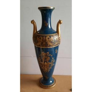 Porcelain Vase By Manufacture Jaget Pinon, Tours