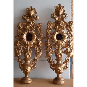 Paire d'appliques en bois doré XVIIIe siècle