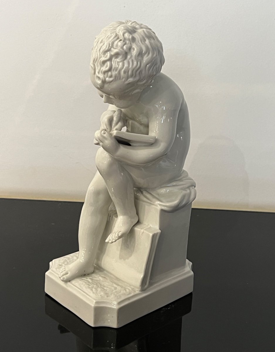 Sculpture After Antonio Canova Porcelain Child Reading-photo-2