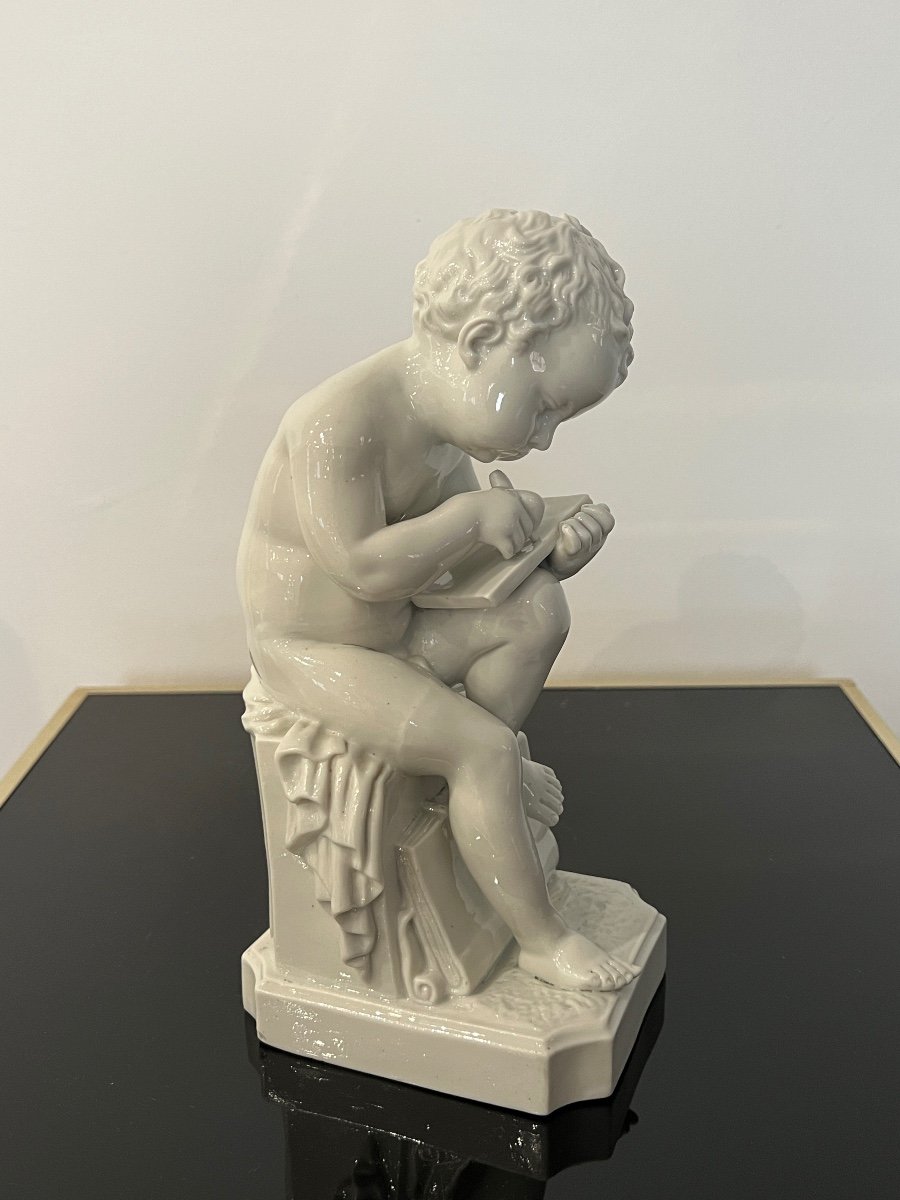Sculpture After Antonio Canova Porcelain Child Reading-photo-3