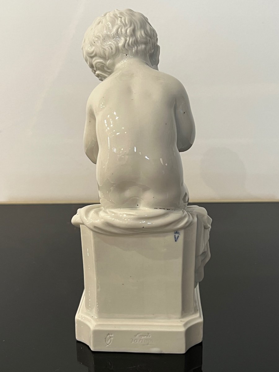 Sculpture After Antonio Canova Porcelain Child Reading-photo-4