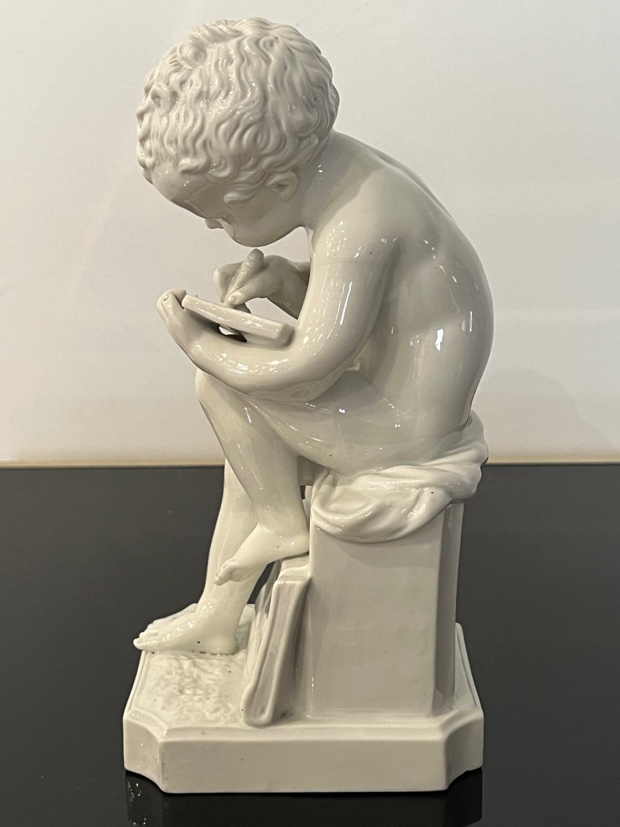 Sculpture After Antonio Canova Porcelain Child Reading-photo-1