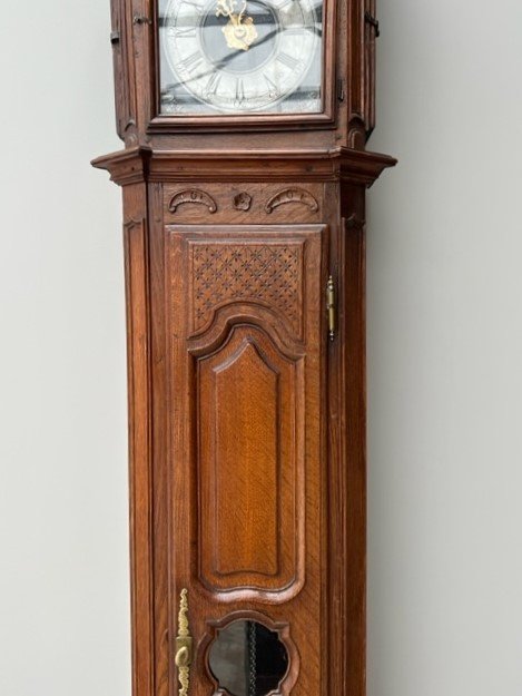 Horloge De Parquet XVIII En Chêne Mouvement Daté De 1779-photo-4