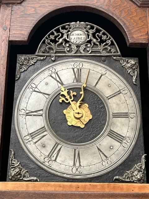 Horloge De Parquet XVIII En Chêne Mouvement Daté De 1779-photo-3