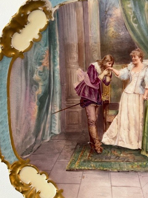 Limoges Porcelain Dish Galante Scene Hand Painted Signed-photo-4