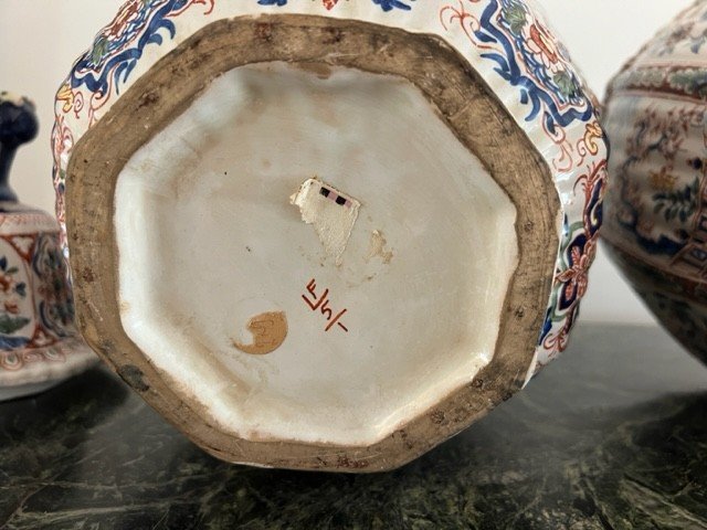Paire De Vases / Potiches Couvertes De Louis  Fourmaintraux à Desvres  Décor Chinois -photo-6