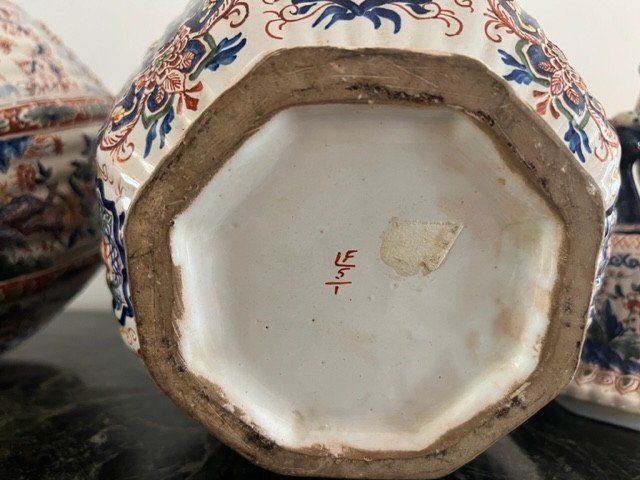 Paire De Vases / Potiches Couvertes De Louis  Fourmaintraux à Desvres  Décor Chinois -photo-7