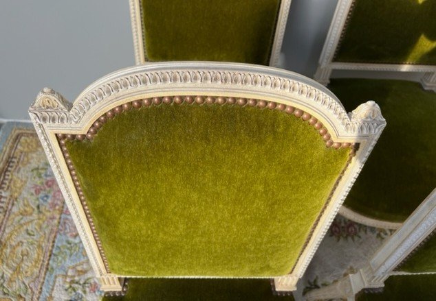 Suite Of 6 Louis XVI Style Chairs Stamped Jean Mocqué In Paris-photo-3