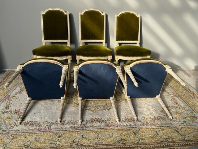 Suite Of 6 Louis XVI Style Chairs Stamped Jean Mocqué In Paris-photo-6
