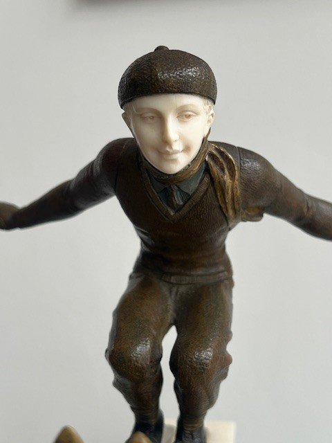 Bronze And Ivory Sculpture By Jean Jacquemin Ski Jump Art Deco Period-photo-7