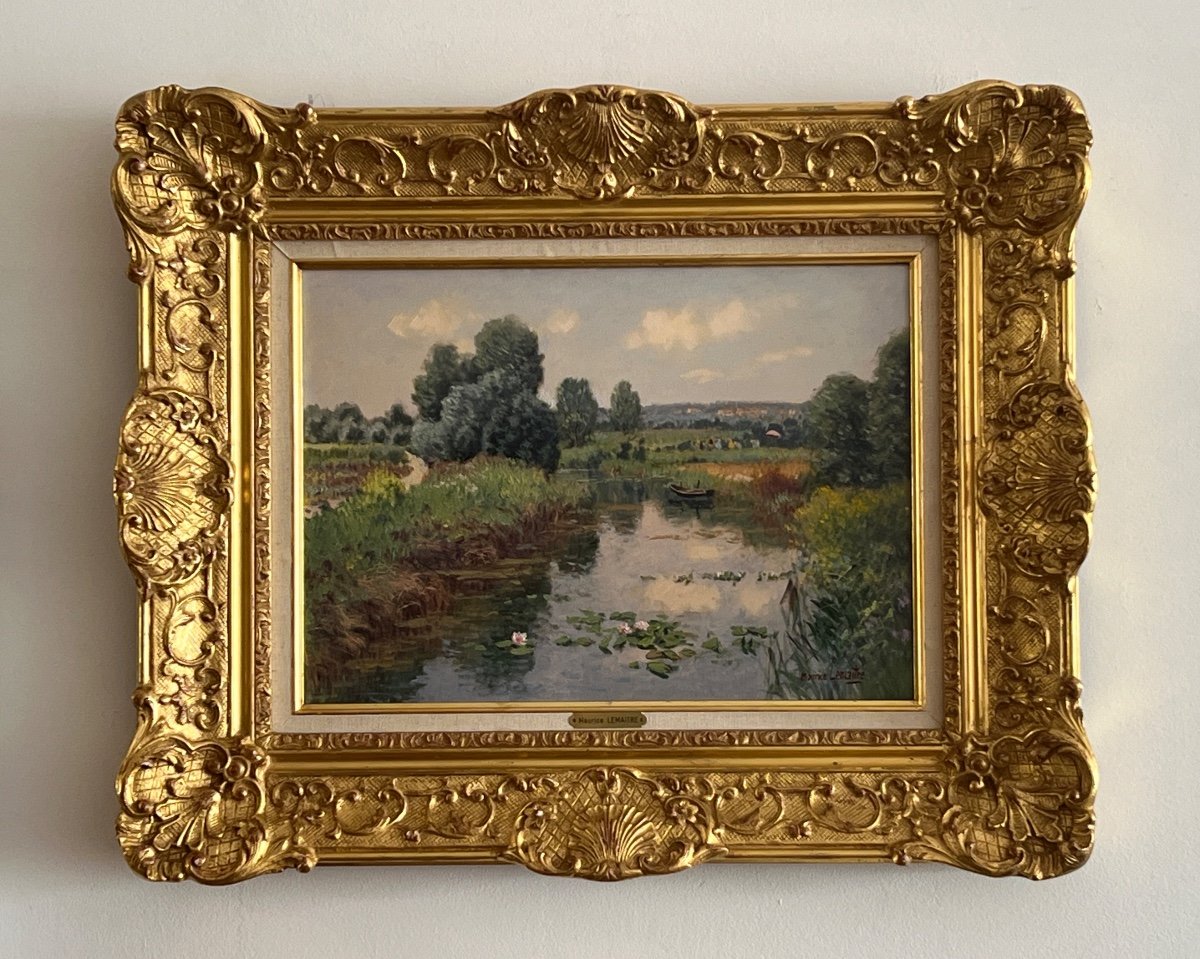 Post-impressionist Painting By Maurice Lemaître 1929-2018 Market Gardeners In Clairmarais 