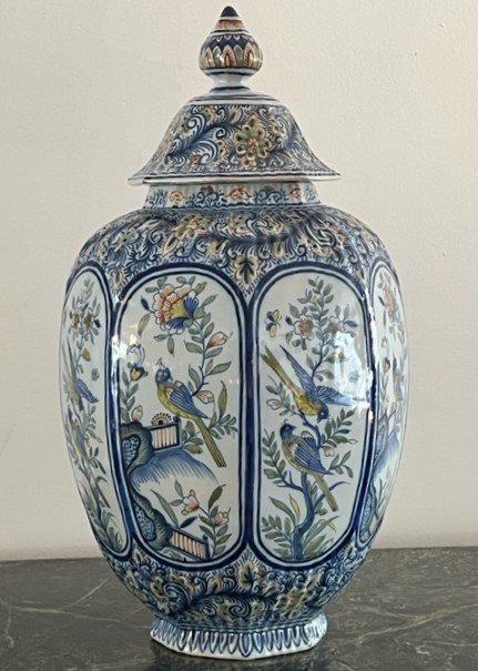 Vase / Potiche Covered By Foumaintraux Courquin In Desvres Delft Decor -photo-2