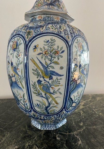 Vase / Potiche Covered By Foumaintraux Courquin In Desvres Delft Decor -photo-3