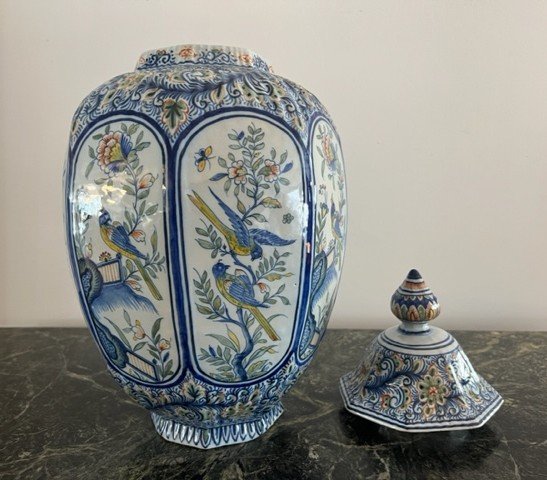 Vase / Potiche Covered By Foumaintraux Courquin In Desvres Delft Decor -photo-2