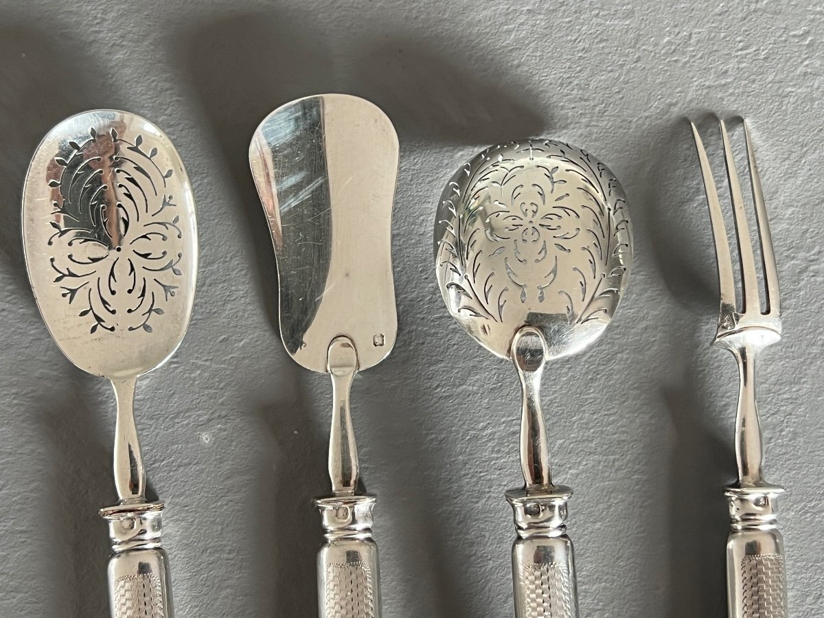 Mignardises Or Hors d'Oeuvre Service In Silver Minerva Goldsmith Felix Merle-photo-4