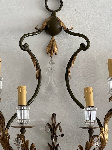 Large Pair Of Maison Bagues Style Sconces 1970s-photo-4