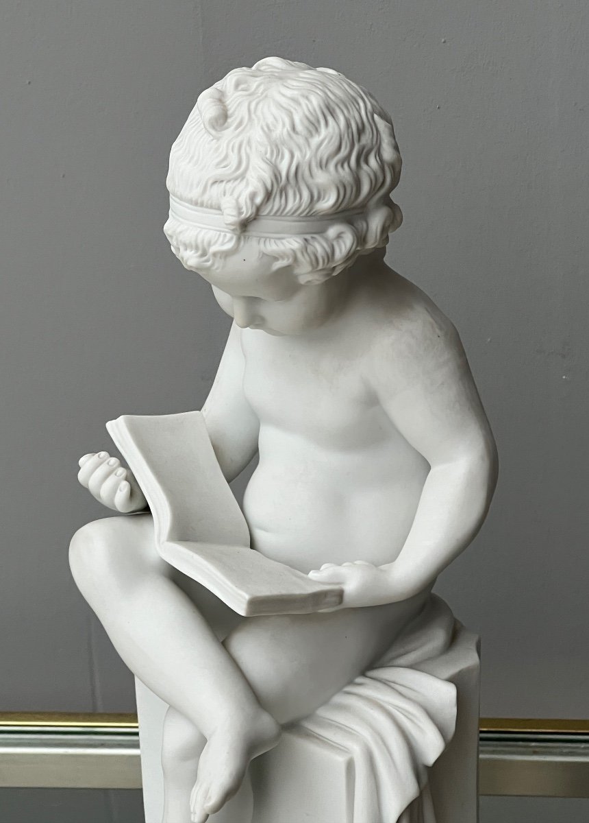  Enfant Lisant En Porcelaine Blanche de Villenauxe d'Après Canova -photo-2