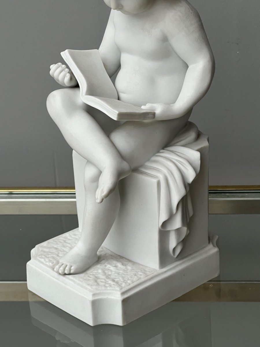  Enfant Lisant En Porcelaine Blanche de Villenauxe d'Après Canova -photo-3