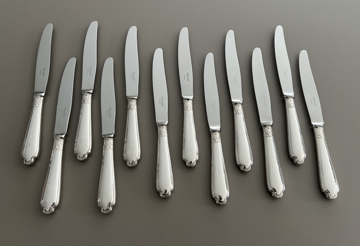 Christofle Pompadour Model 12 Dessert / Cheese / Dessert Knives  