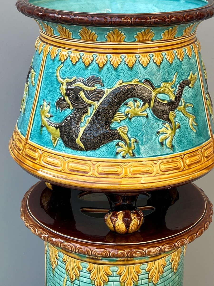 Ceramic Column Planter Dragon Decor China -photo-3