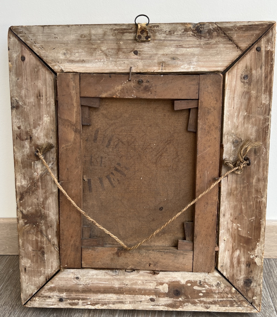 Tableau / Cadre Religieux  XIXème Huile / Toile Représentant un Prêtre -photo-1