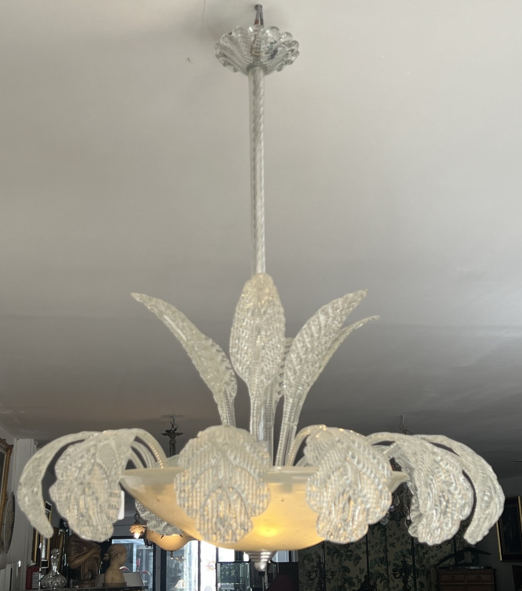 Murano Lustre Art-déco Modèle Ninfea Par Barovier & Toso -photo-4