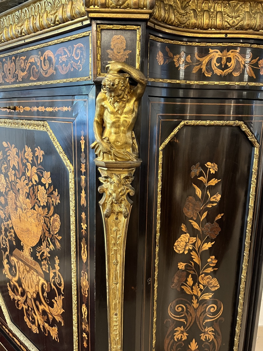 Napoleon III Cabinet Forming A Marquetry Secretary Attributed To Befort-photo-3