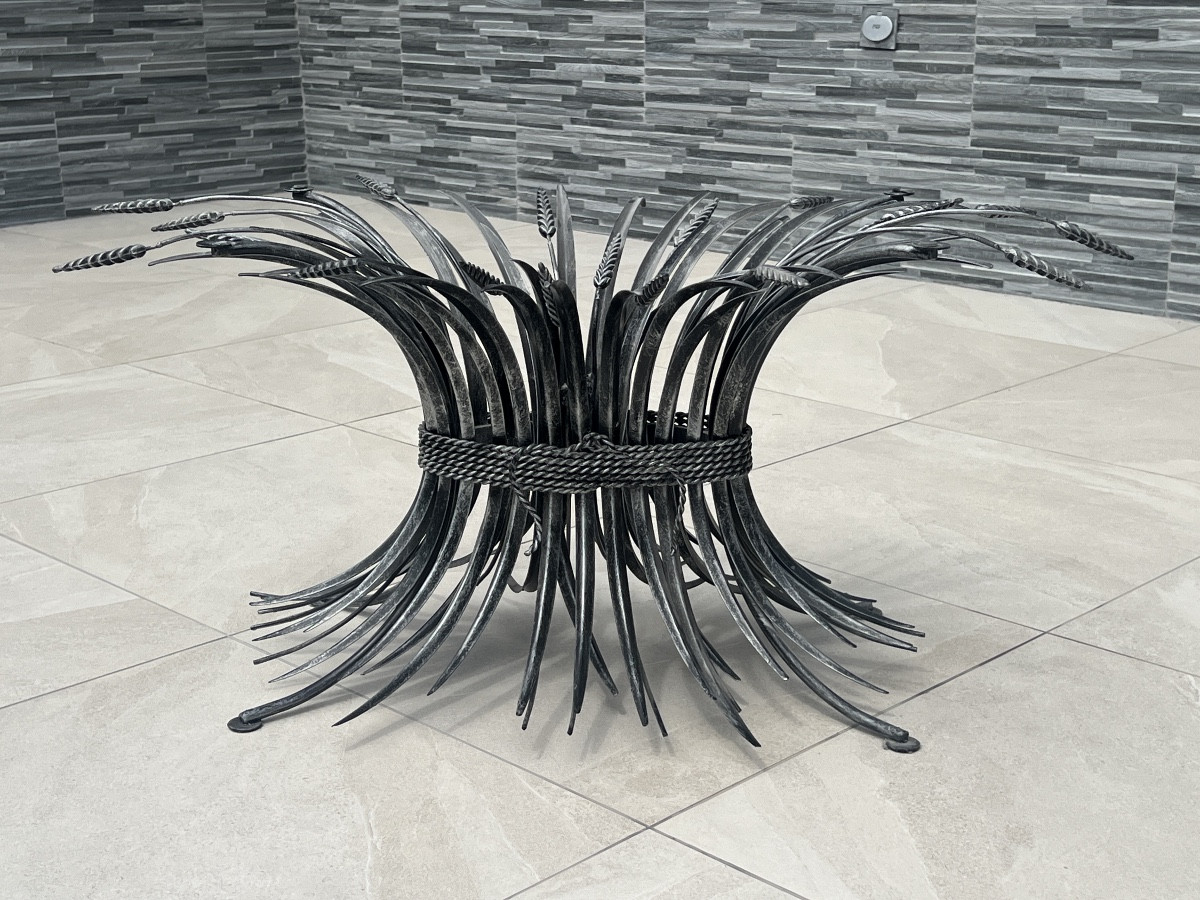 Table Basse aux Epis de Blé  "Robert Goossens " Pour Coco Chanel Années 70-photo-2