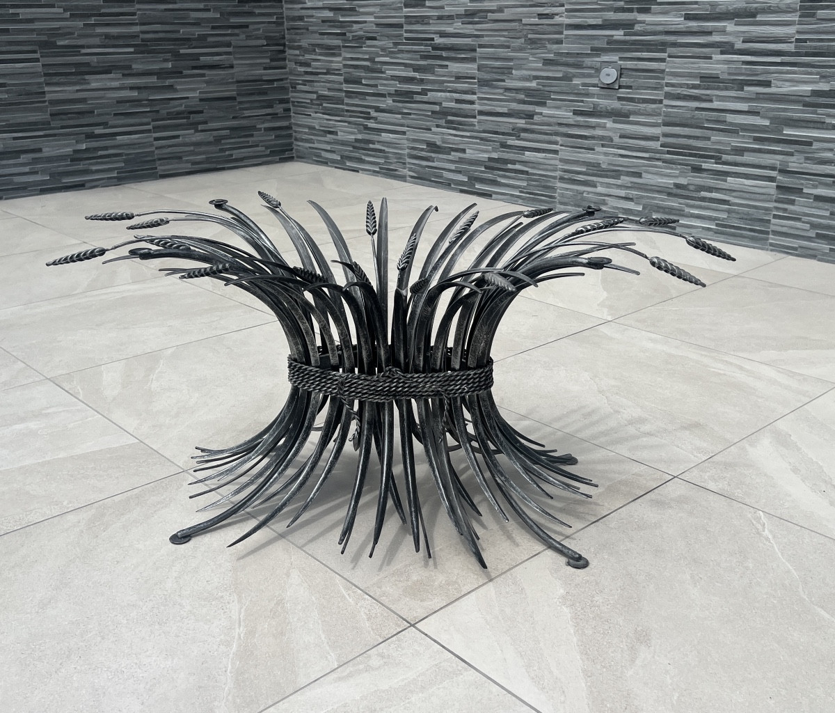 Table Basse aux Epis de Blé  "Robert Goossens " Pour Coco Chanel Années 70-photo-4