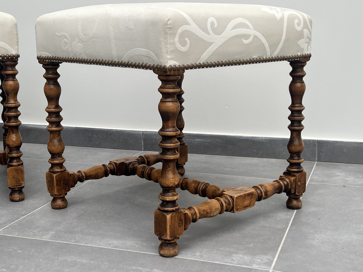 Paire de Tabourets de Style Louis XIII  -photo-4