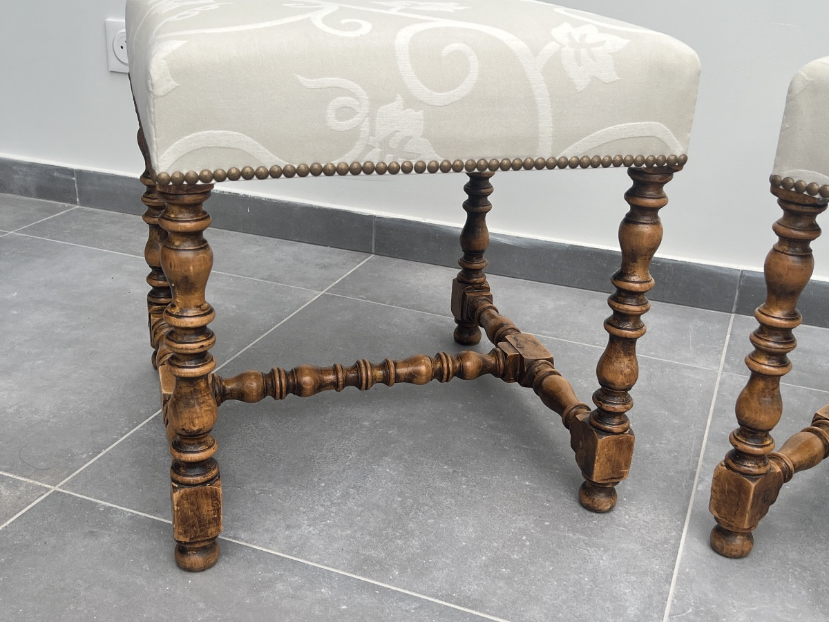 Paire de Tabourets de Style Louis XIII  -photo-2