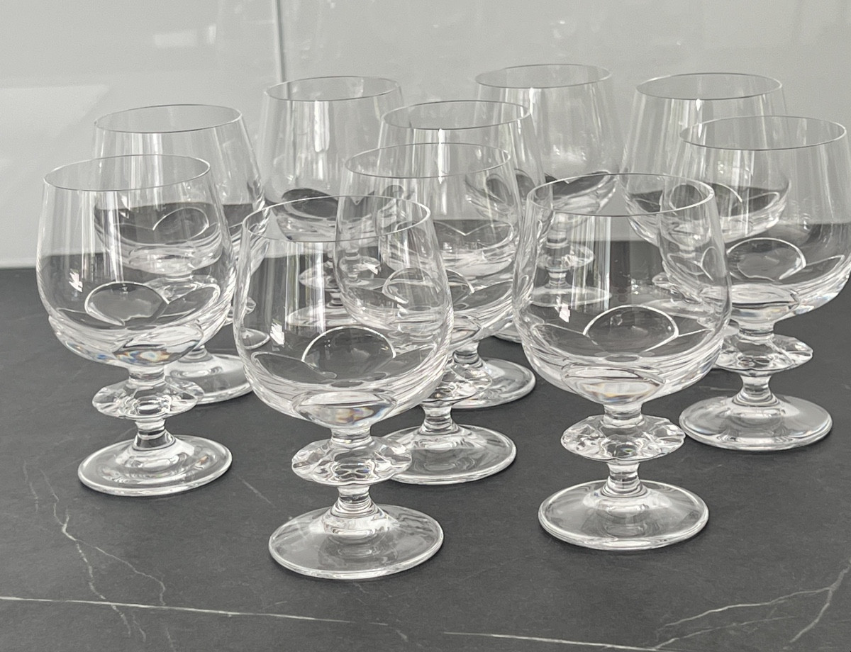 Lalique France  Modèle Blois 10 Verres à Vin en Cristal -photo-2