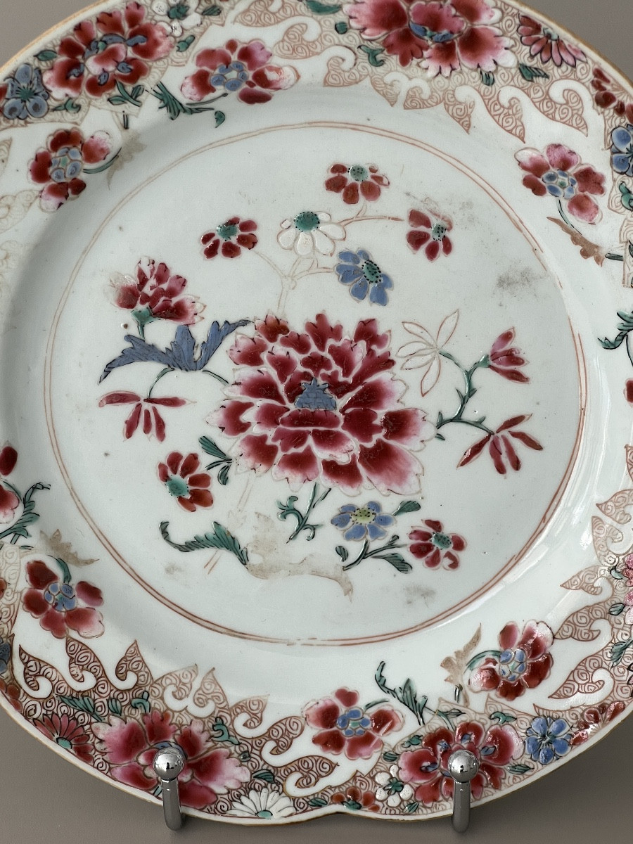Chine Compagnie des Indes Assiette Polychrome XVIIIéme Famille Rose -photo-3