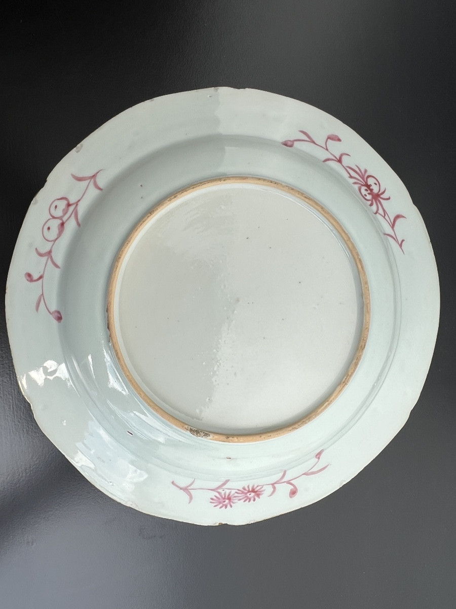 China East India Company Polychrome Plate 18th Century Famille Rose -photo-2