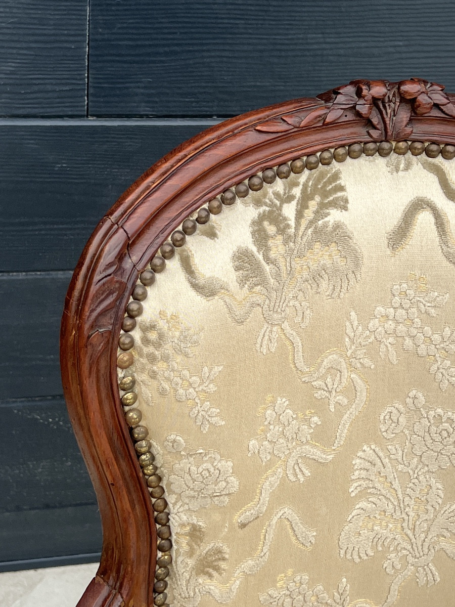 Fauteuil Cabriolet d'Epoque Louis XV en Noyer -photo-5
