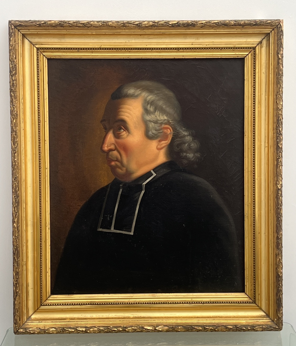 19th Century Religious Painting Representing A Priest 
