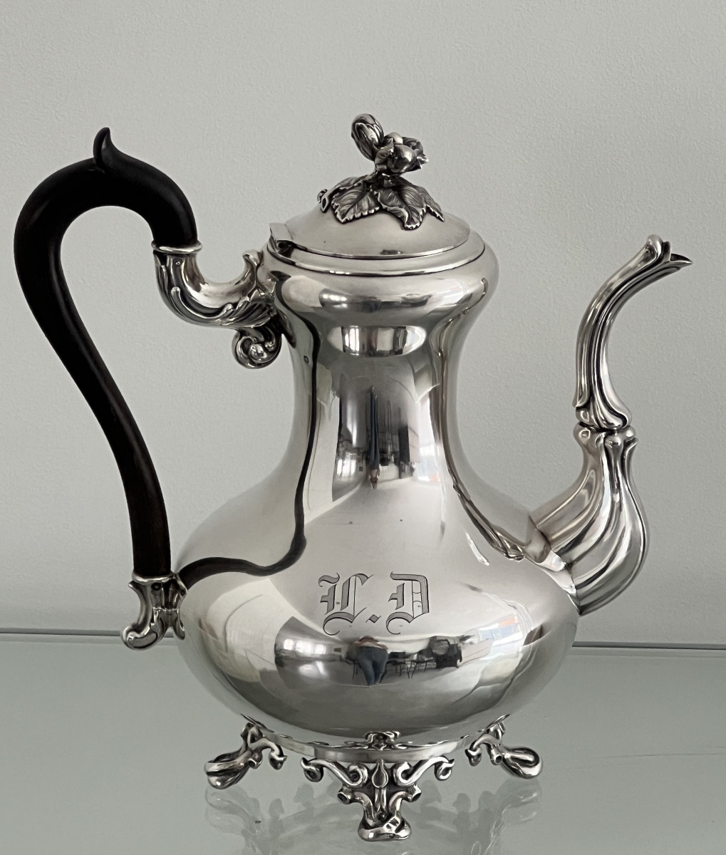 Debain Orfèvre 1864 Cafetière en Argent Massif Poinçon  Minerve -photo-3